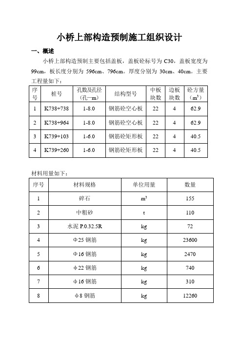 小桥上部构造预制施工组织设计