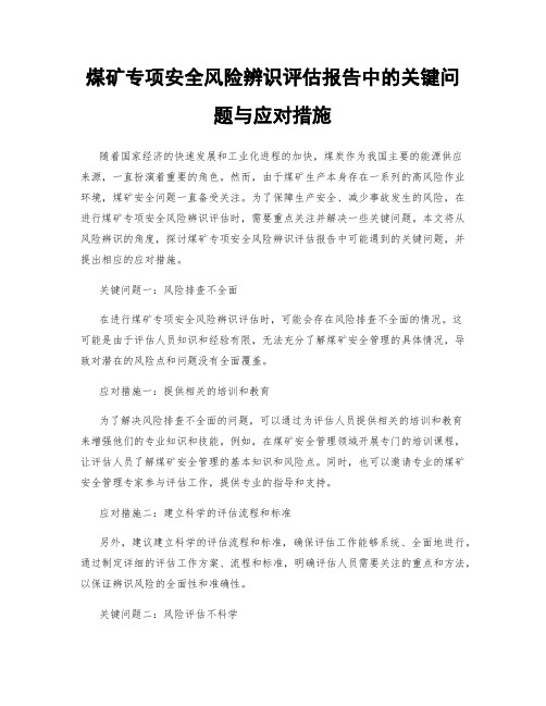 煤矿专项安全风险辨识评估报告中的关键问题与应对措施