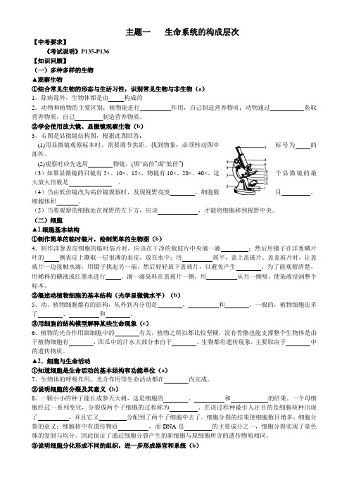 2010年浙江省科学中考生物考点详解