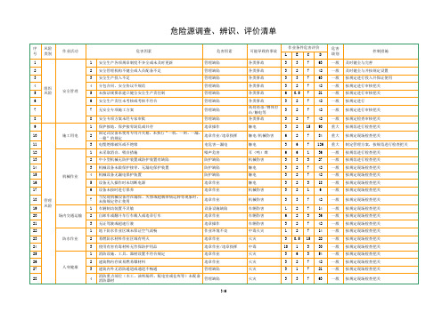 地铁施工危险源调查、辨识、评价清单(全)