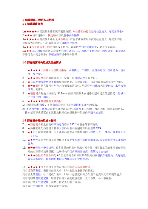 (题库1500道之二建市政笔记系列)道路-1 城镇道路工程结构与材料