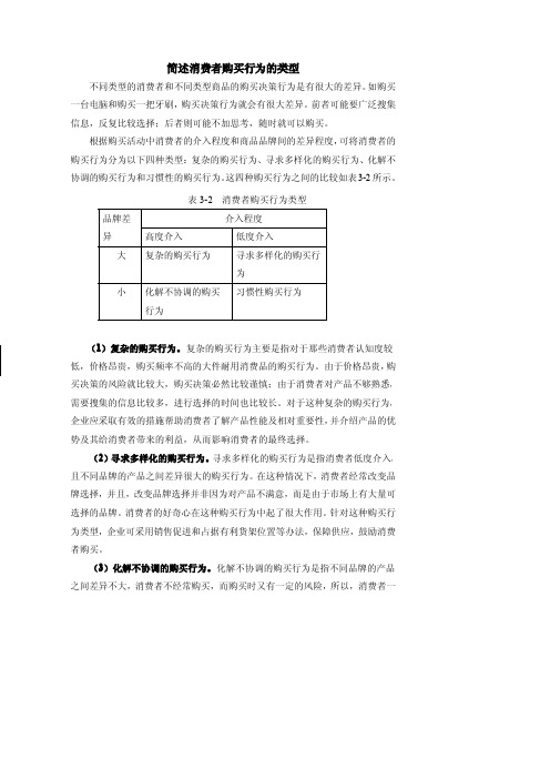 简述消费者购买行为的类型