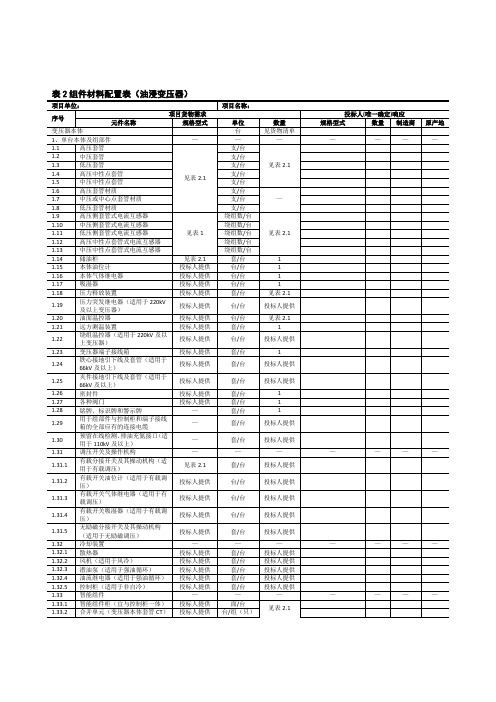 0100 组件材料配置表-变压器