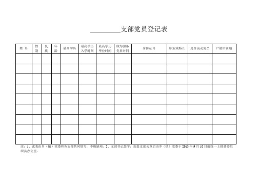 支部党员登记表