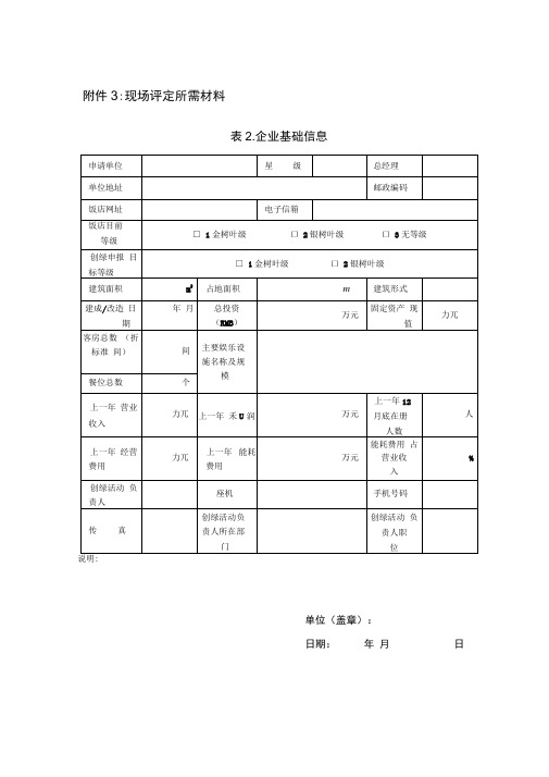 现场评定所需材料