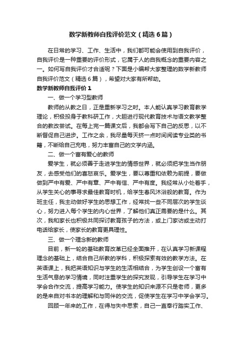 数学新教师自我评价范文（精选6篇）