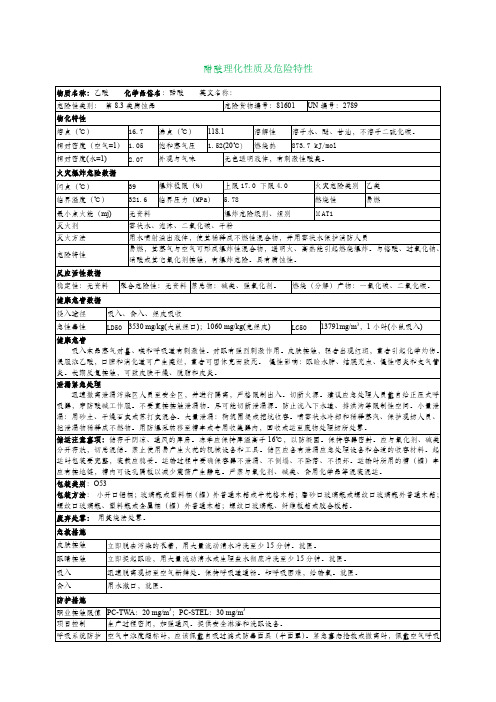 醋酸理化性质及危险特性