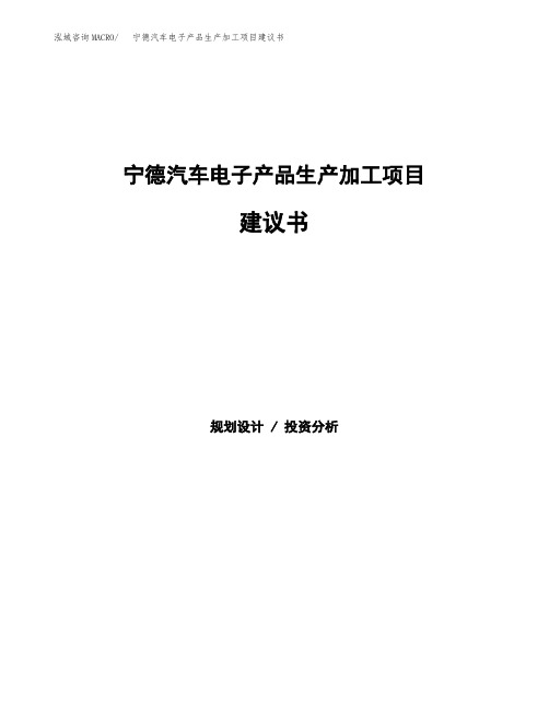 宁德汽车电子产品生产加工项目建议书