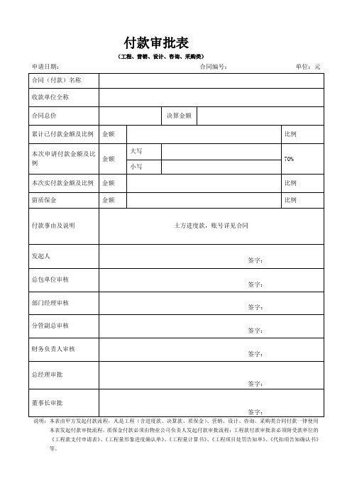 付款审批表