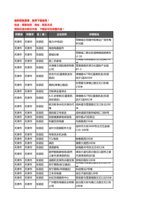 新版天津市天津市东丽区家用电器企业公司商家户名录单联系方式地址大全142家