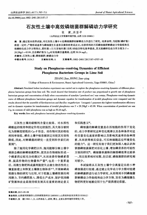 石灰性土壤中高效磷细菌群解磷动力学研究