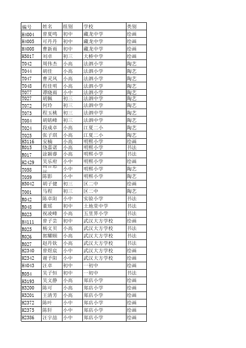 2014年市艺术小人才报名分配表