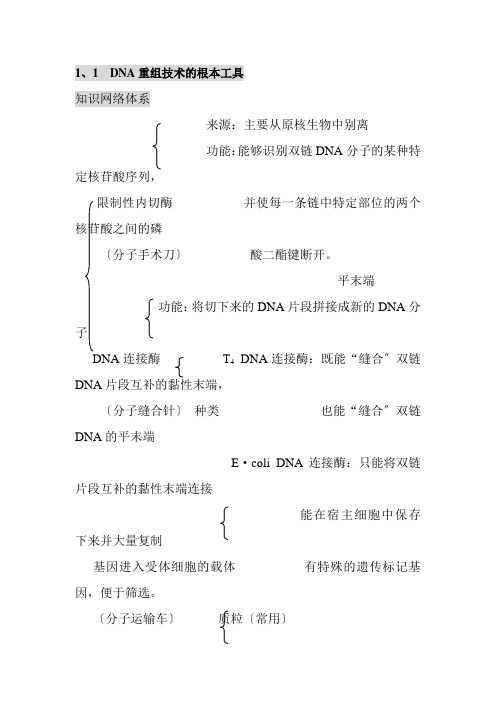 2022年 第九中学高中生物选修三学案：1.1 DNA重组技术的基本工具