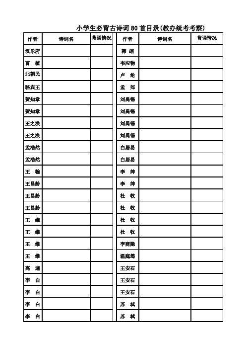 小学生必背古诗词80首