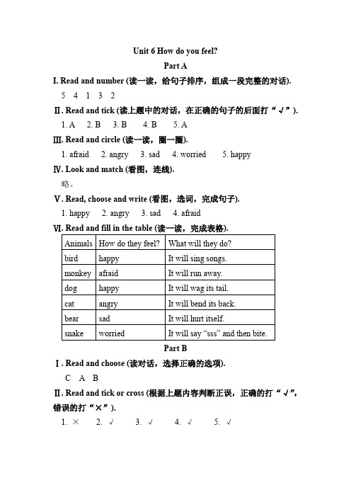 2019六年级上册小学英语基础训练答案Unit 6