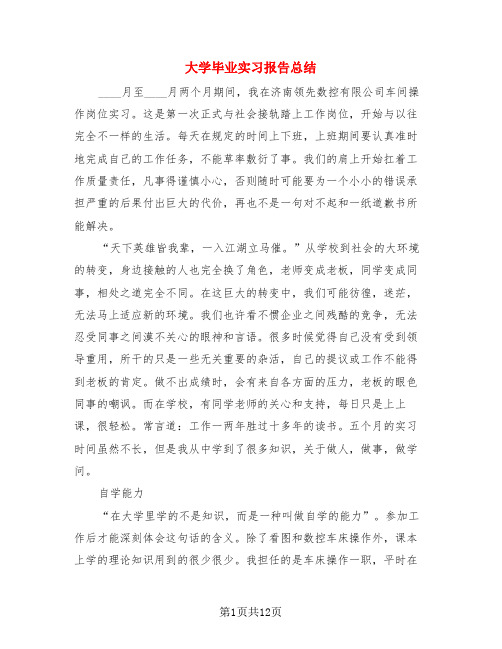 大学毕业实习报告总结(3篇)