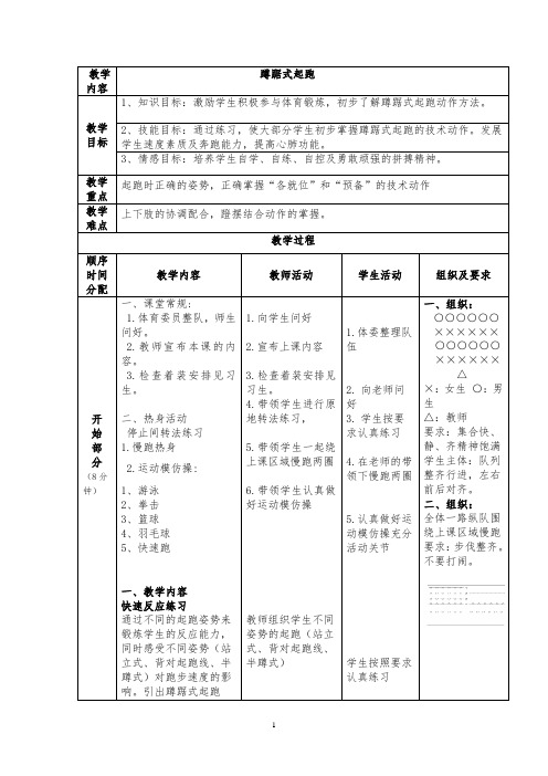 小学体育_蹲踞式起跑教学设计学情分析教材分析课后反思