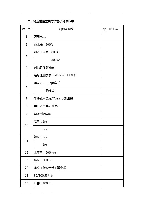 物业管理工具与装备