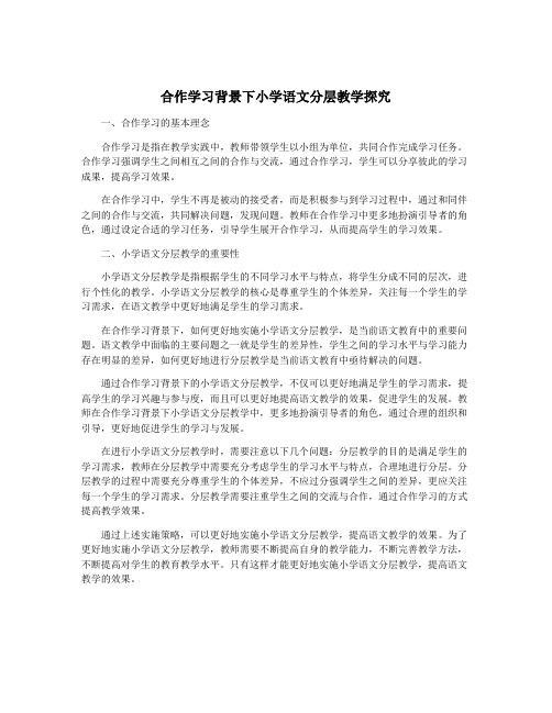 合作学习背景下小学语文分层教学探究