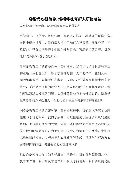 启智润心担使命,培根铸魂育新人研修总结