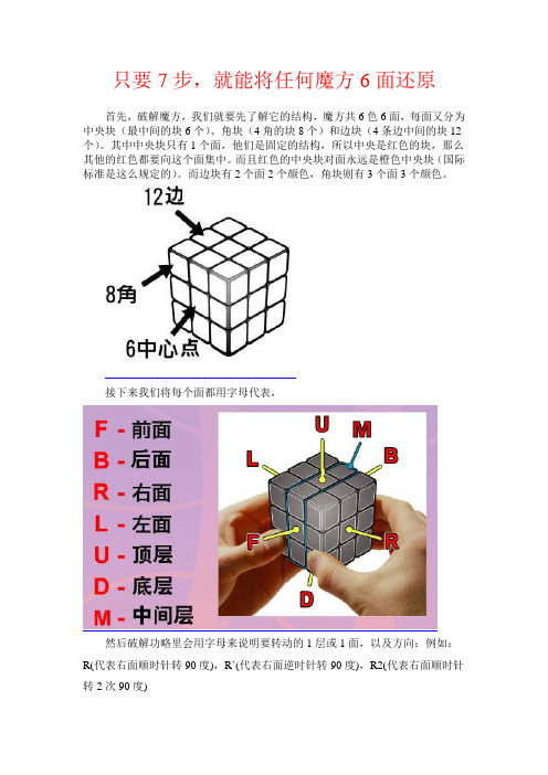 只要7步,就能将任何魔方6面还原