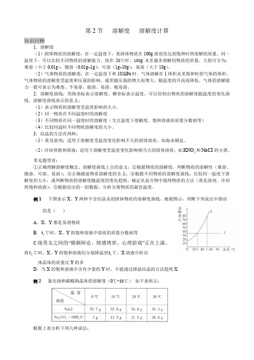 第二节  溶解度 溶解度计算