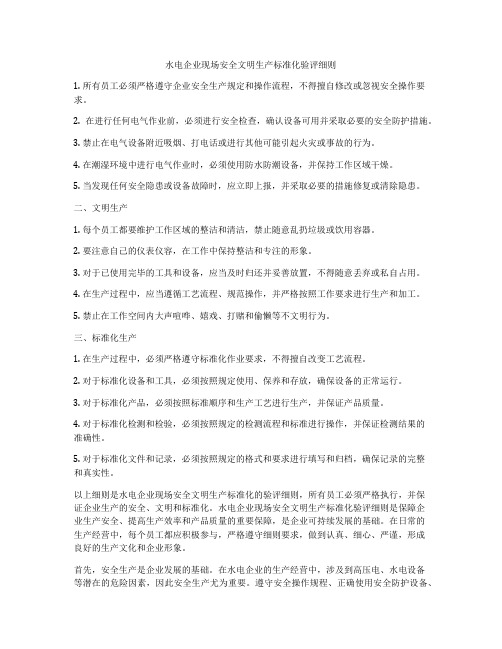 水电企业现场安全文明生产标准化验评细则