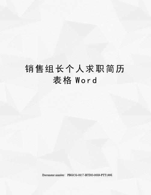 销售组长个人求职简历表格Word