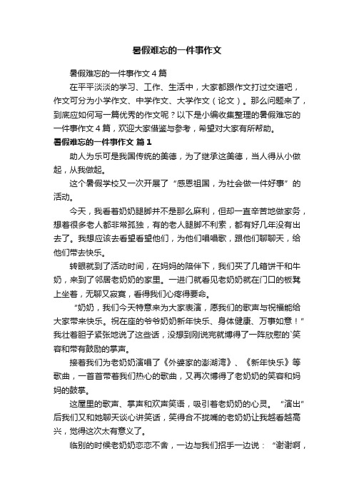 暑假难忘的一件事作文