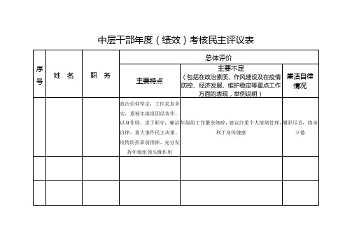 学校民主评议测评表