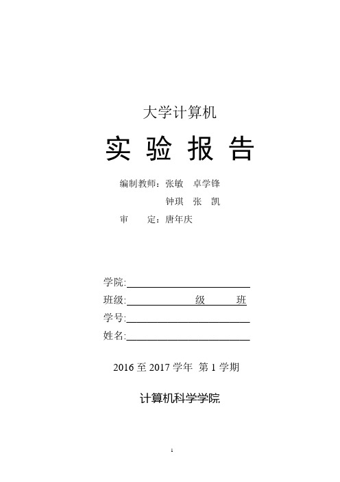 大学计算机2016实验报告【范本模板】