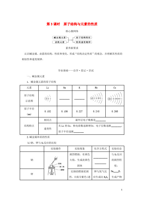 高中化学第四章物质结构元素周期律第一节原子结构与元素周期律第3课时原子结构与元素的性质必修第一册