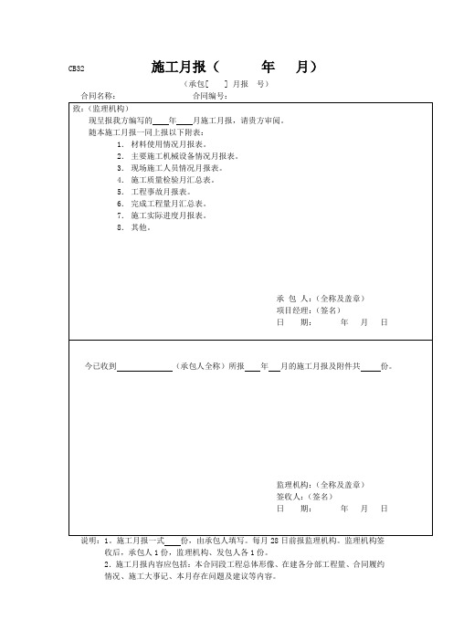 施工月报(      年   月)