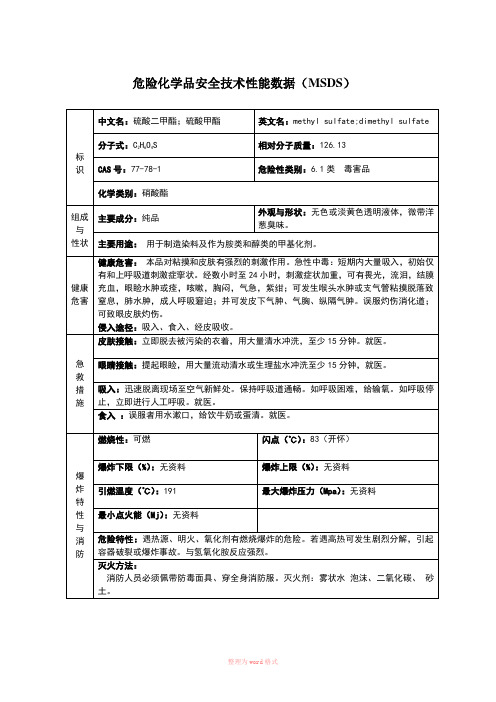 硫酸二甲酯(MSDS)