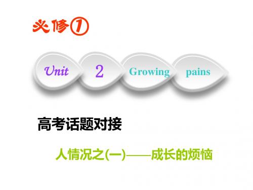 2019版一轮复习英语译林版:必修一 Unit 2 Growing pains