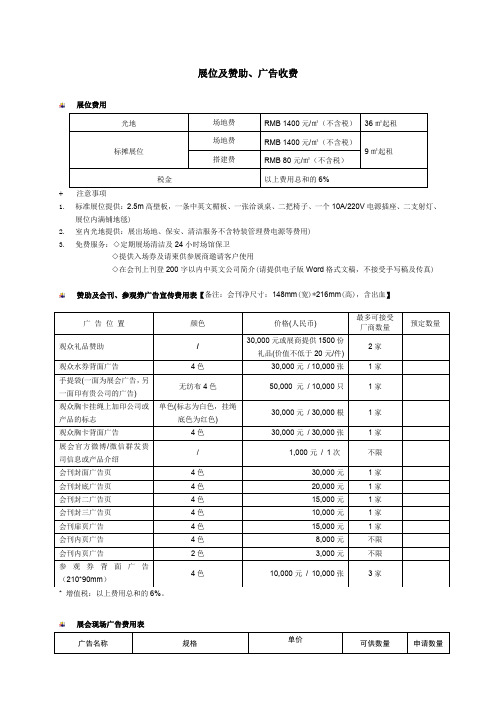 展位及赞助、广告收费