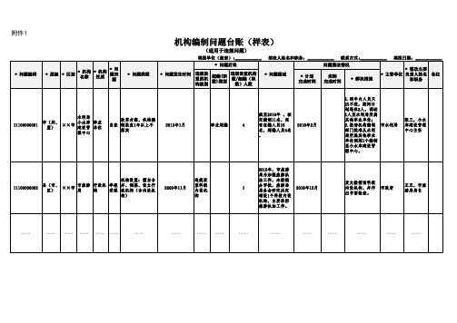 机构编制问题台账(适用于违规问题)