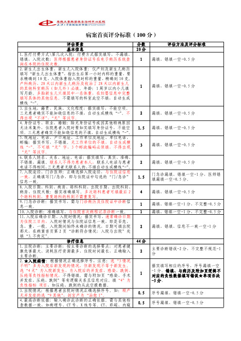 病案首 最新标准