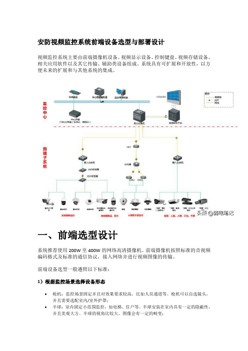 安防视频监控系统前端设备选型与部署设计