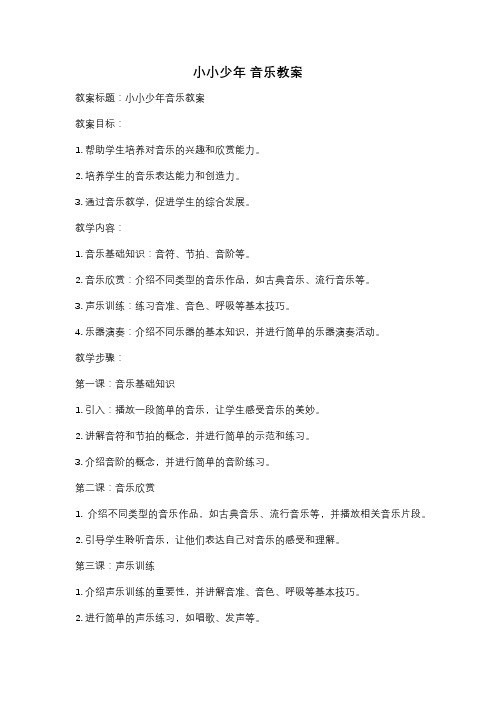 小小少年 音乐教案