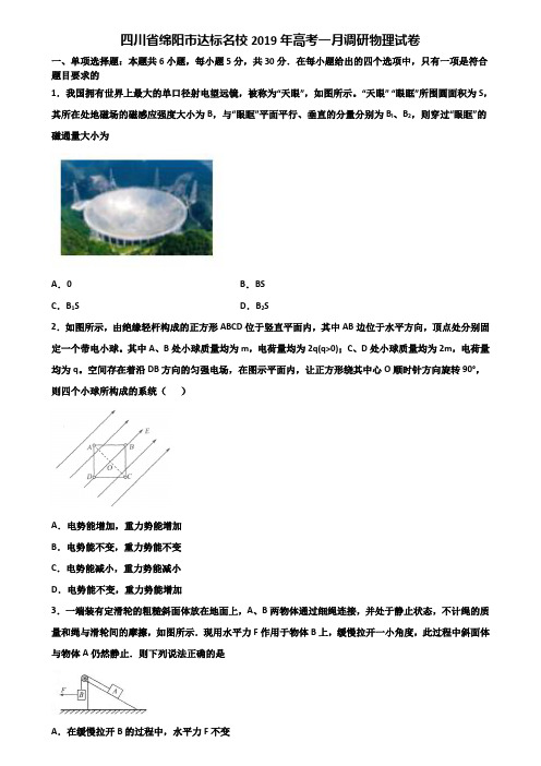 四川省绵阳市达标名校2019年高考一月调研物理试卷含解析