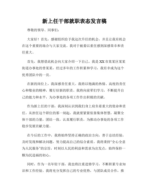 新上任干部就职表态发言稿