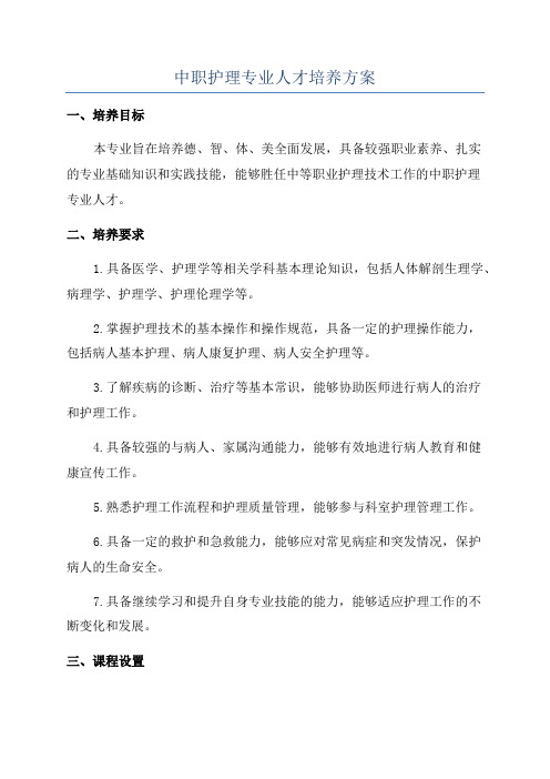 中职护理专业人才培养方案