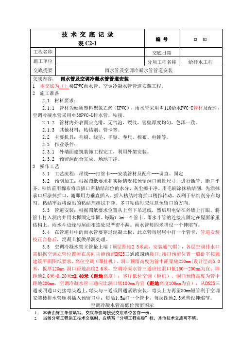 雨水管冷凝水管-施工方案