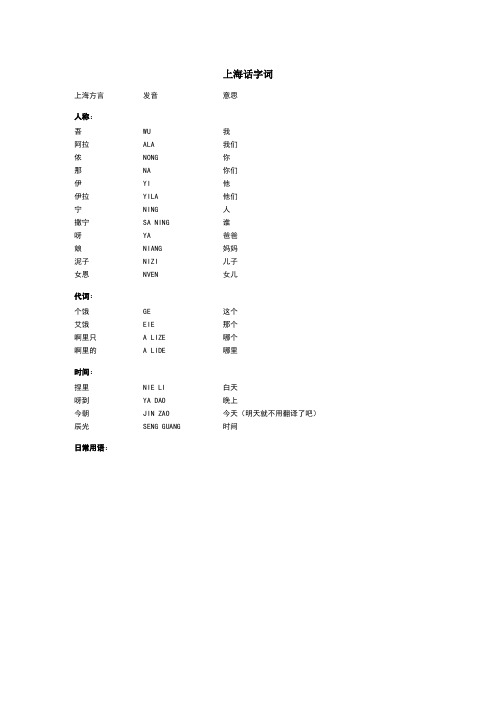 上海方言日常词解