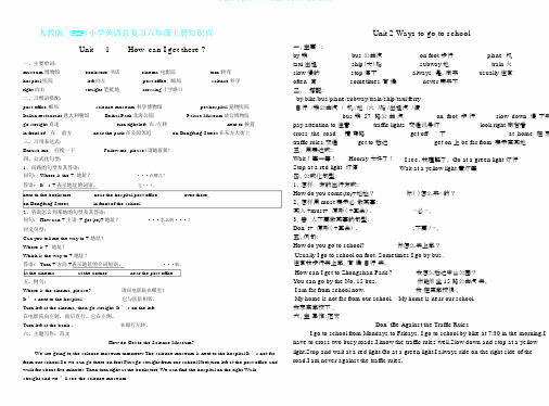 (完整版)人教版(PEP)小学英语六年级上册复习资料