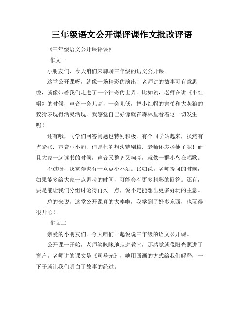 三年级语文公开课评课作文批改评语