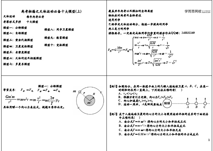 高考秘籍之天体运动必备十大模型(上)