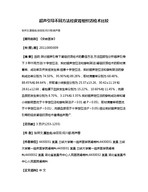 超声引导不同方法经皮肾组织活检术比较