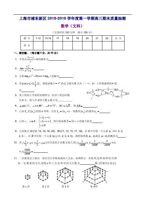 推荐-上海市浦东新区2018-2018学年度第一学期高三期末质量抽测数学(文科) 精品